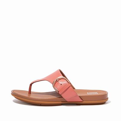 Fitflop Women's GRACIE Buckle Leather Toe-Post Sandals - Pink, JC4801659